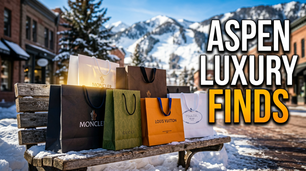 Luxury boutiques along a stylish shopping street in Aspen, Colorado, featuring designer storefronts, upscale fashion, and premium shopping destinations for visitors.