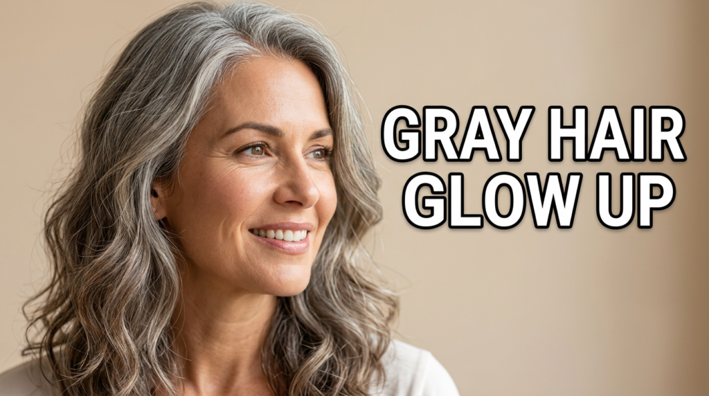 Woman with naturally blended graying hair after using best toner for graying hair