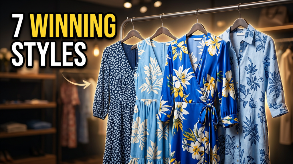 Blue floral dress showcasing 7 versatile styling ideas for 2026 fashion trends.